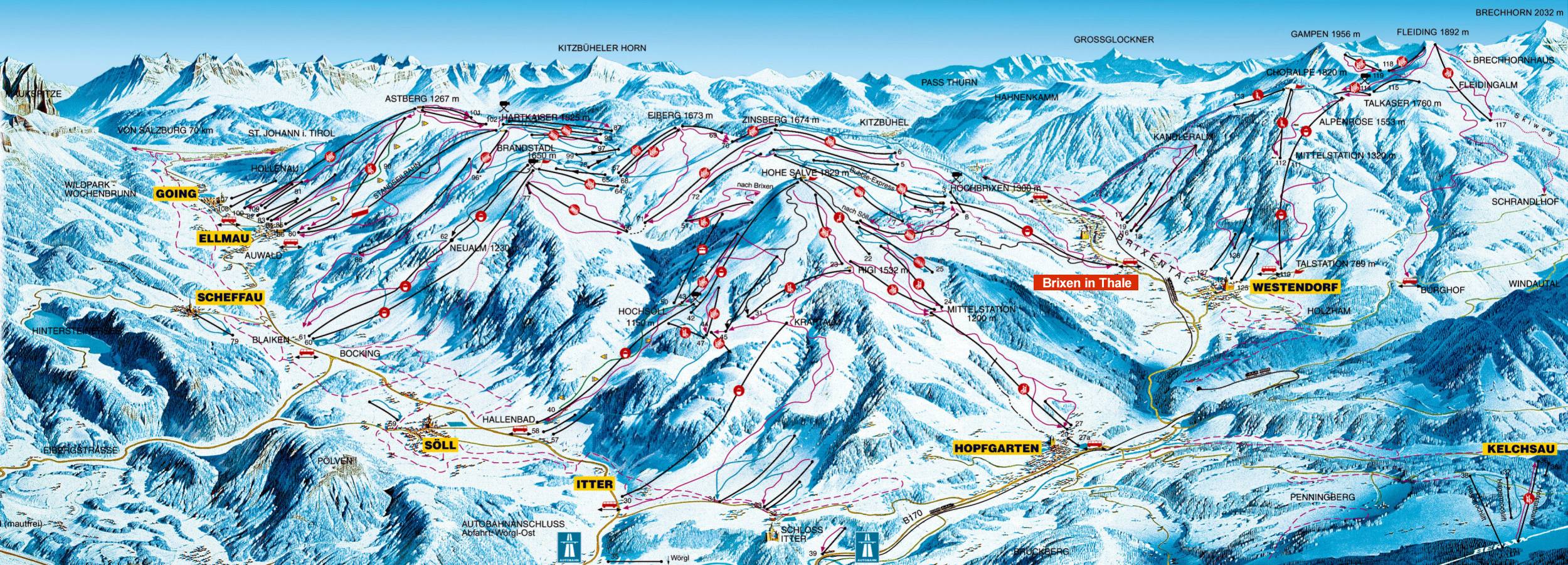 Ski mapa Wilder Kaiser Brixental