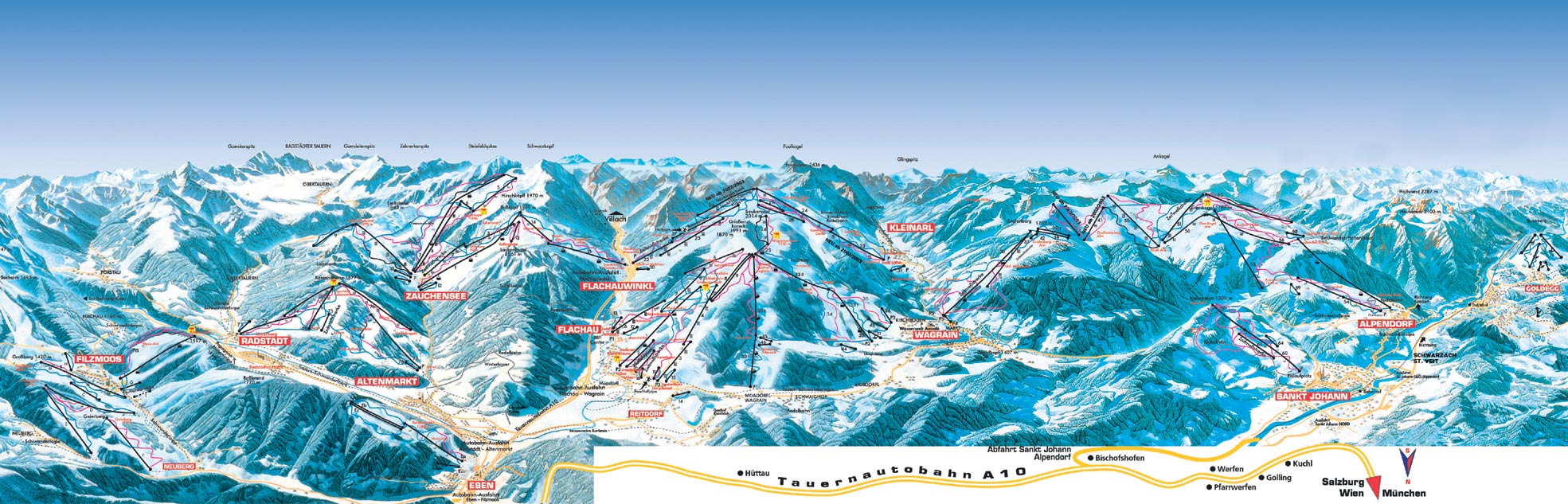 ski mapa - FLACHAU
