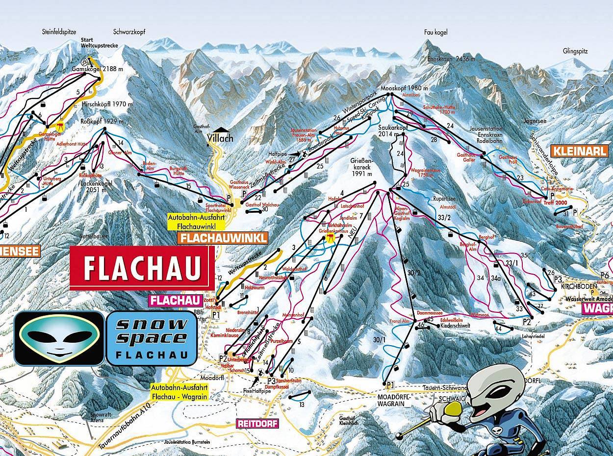 ski mapa - FLACHAU