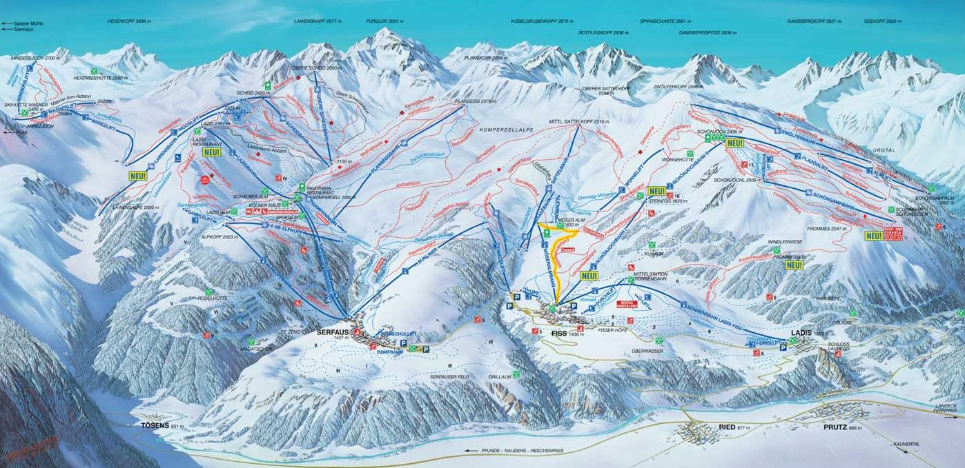 ski mapa - SERFAUS - FISS - LADIS