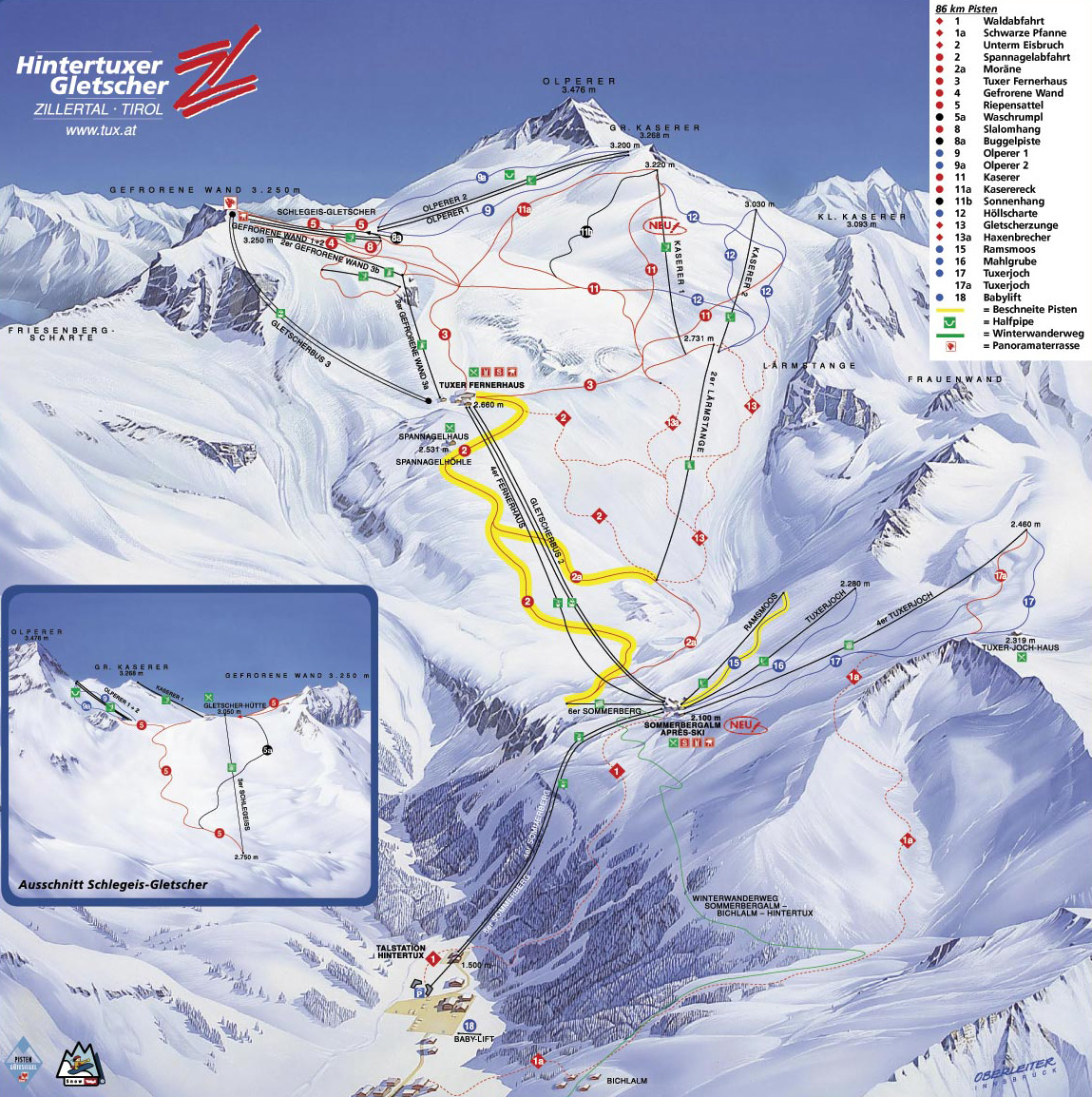 ski mapa - HINTERTUX
