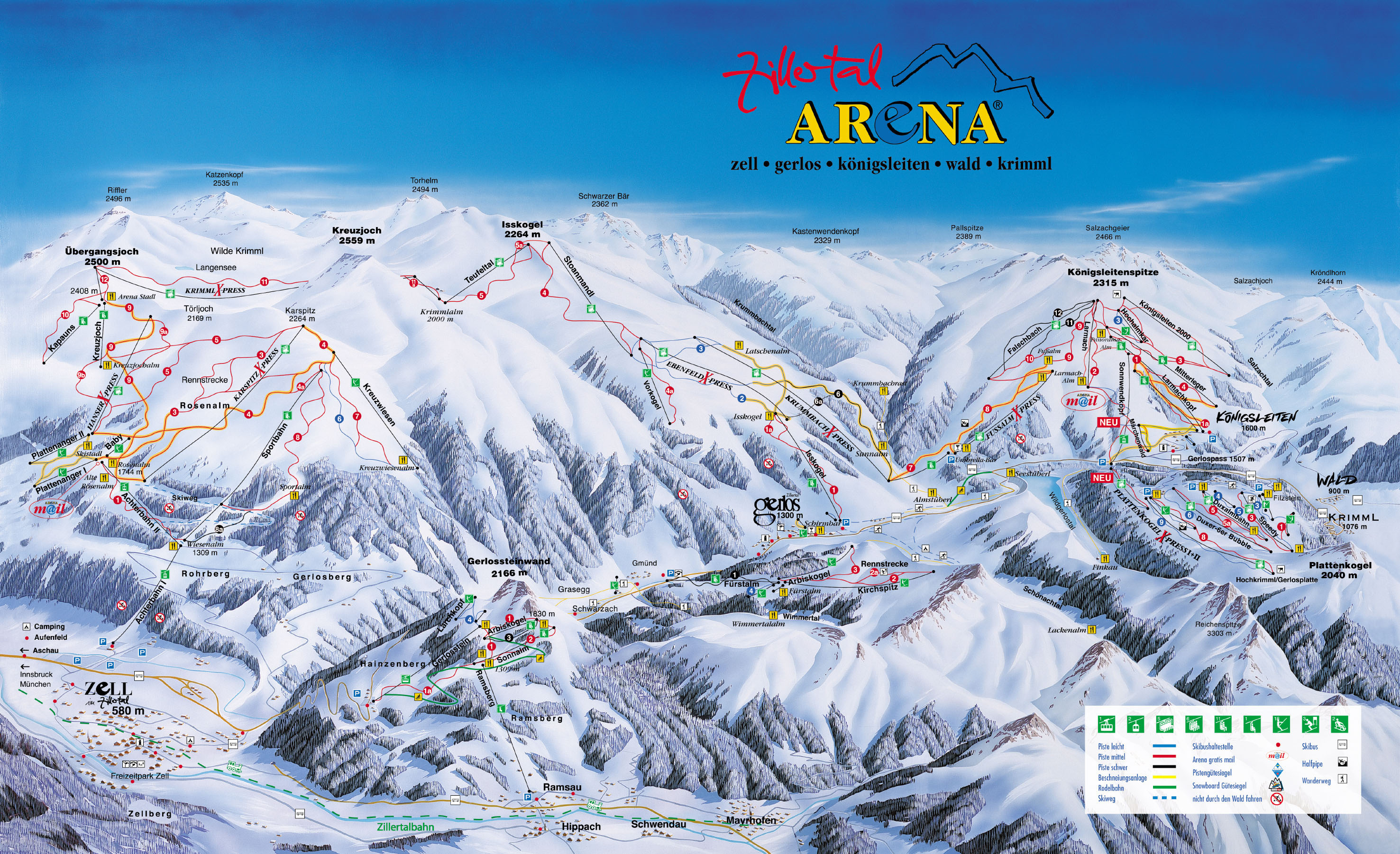 ski mapa - ZILLERTAL ARENA
