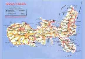 mapa ostrov Elba