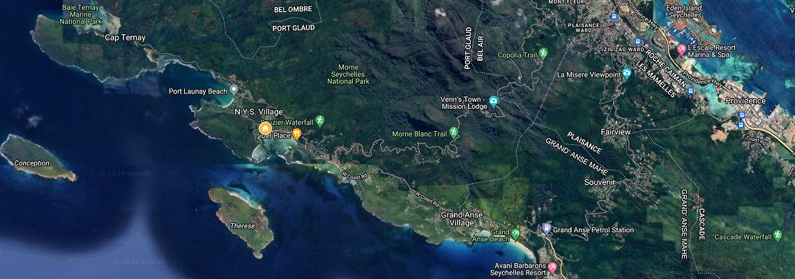 mapa Rezort Constance Ephelia, Port Launay - ostrov Mah, Seychely