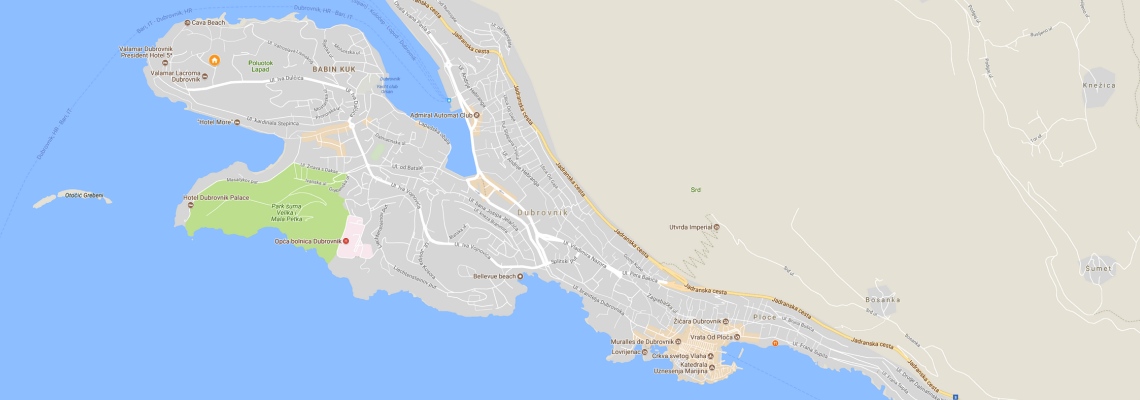 mapa Hotel Tirena, Dubrovnik
