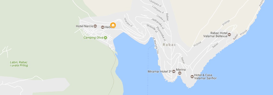 mapa Hotel Mimosa, Rabac