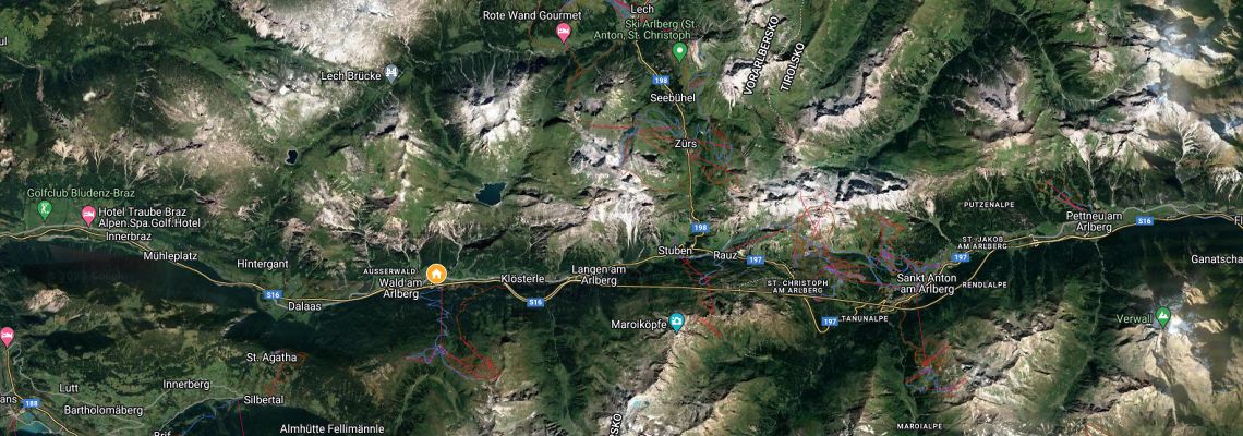 mapa Gasthof Spullersee, Wald am Arlberg 