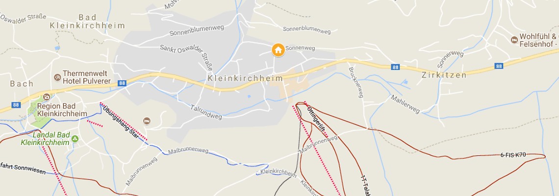 mapa Hotel Kirchenwirt, Bad Kleinkirchheim