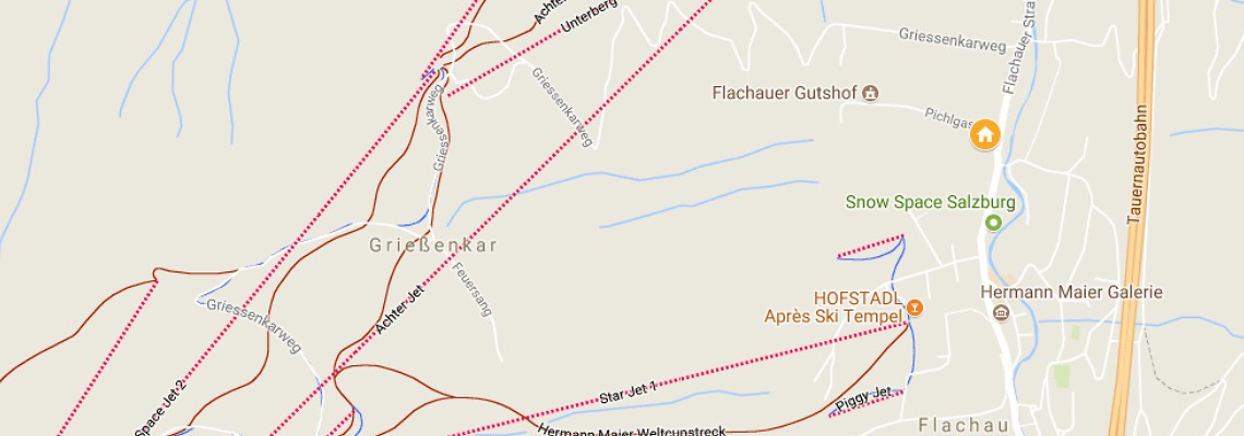mapa Almdorf Almlust, Flachau
