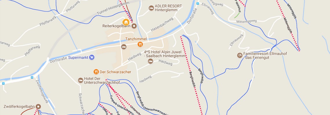 mapa Hotel Alpine Palace, Hinterglemm