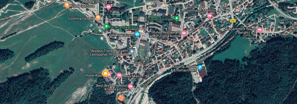 mapa Hotel Alpina, Kranjska Gora