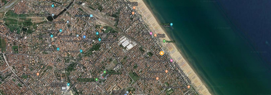 mapa Rezidencia Angeli, Rimini Marina Centro