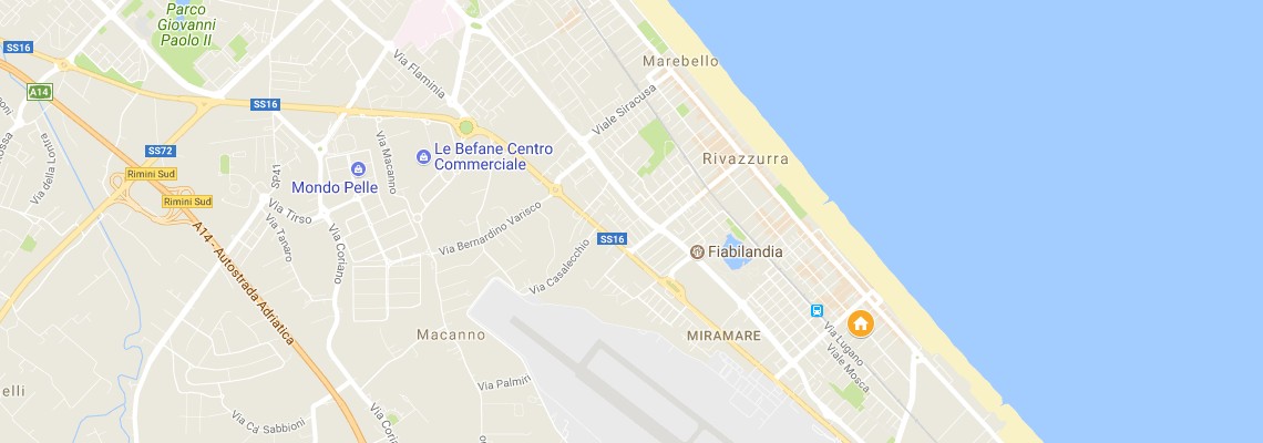 mapa Hotel Aramis, Rimini - Miramare