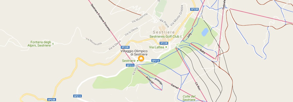 mapa Villaggio Olimpico, Sestriere