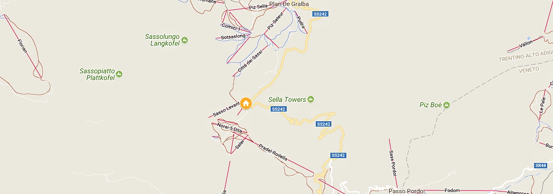 mapa Hotel Passo Sella, Selva Gardena